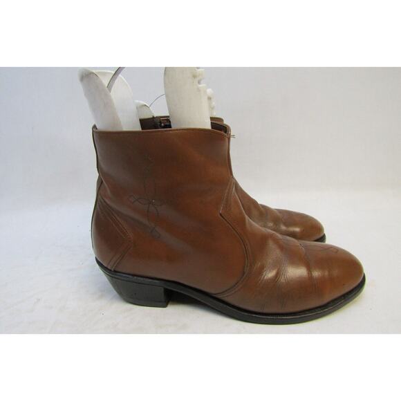 Acme Mens Size 9 EE Brown Leather Ankle Zip Western Cowboy Boots main image 10